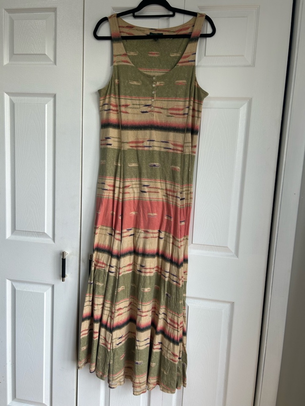 Lauren Ralph Lauren maxi dress women Sz M tank maxi Aztec southwestern button